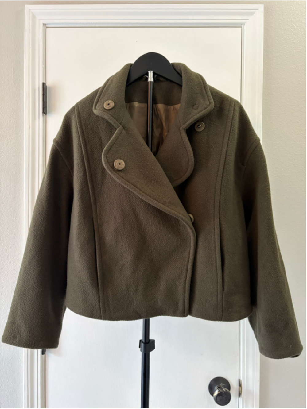& Other Stories Olive Green Boxy Crop Jacket Size 0